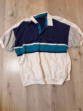 Vintage 90s Private Club Banded Bottom Polo Shirt Men's 2XL Colorblock